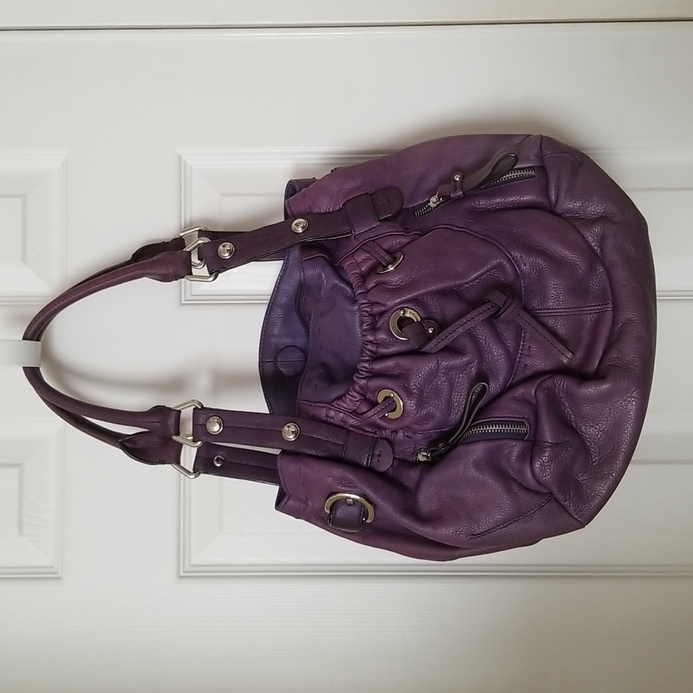 B Makowsky Ladies Purple Leather Handbag